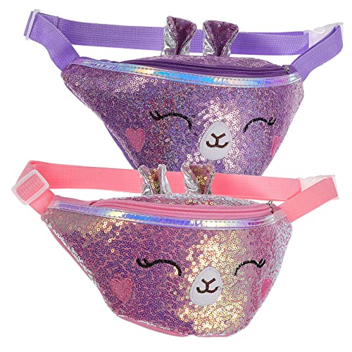 LIFKOME 2stücke Mädchen Gürteltaschen Mit Verstellbare Hüfttaschen Für Mädchen Für Kleine Gegenstände Cartoon-Design Pu Metallischer Reißverschluss Für Ausflüge Und von LIFKOME