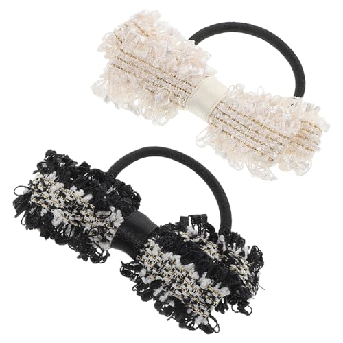 LIFKOME 2stücke Haargummis Mit Schleife Elastische Haarbänder Für Damen Vielseitige Haaraccessoires Aus Komfortablem Material Elegant Mit Spitzen-detail Für Schule Und Partys von LIFKOME