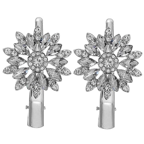 LIFKOME 2 Stück Haarklammern mit Kristallblumen Glitzernde Strass Haarspangen aus Metall Leichte Langlebige Styling Clips für Damen Geeignet für Hochzeit Party und Alltag von LIFKOME
