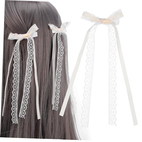 LIFKOME 2stücke Spitzenschleifenclip Für Frauen Und Mädchen Haarschleifen Aus Spitze Haarspangen Lange Schleifen Für Frisuren Geburtstage Und Hochzeiten von LIFKOME