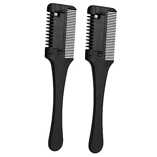 LIFKOME 2 Stück Haarschneider Kamm Doppel Klingen Haarschneidekamm für Selbstgemacht Haarstyling für Dünnes und Dickes Haar Tragbar mit Sicherheitsschutz für Damen und Herren von LIFKOME