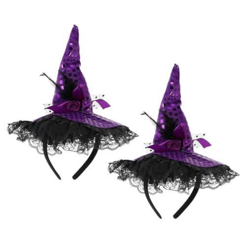 LIFKOME 2 Stück Halloween Hexenhut Haarreif mit violetten Pailletten Mädchen Haarreif Kopfschmuck für Kostüm Party Cosplay Bühnenauftritt von LIFKOME