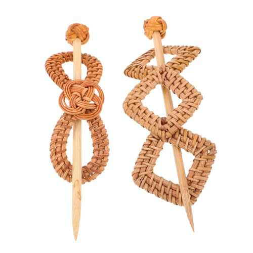 LIFKOME 2 Stück Handgewebte Haarnadel Haarspange Asiatische Haarnadeln Damen Haarschmuck Hippie Haarschmuck Böhmische Haarspangen Chinesische Handgefertigte Haarnadel Rattan von LIFKOME