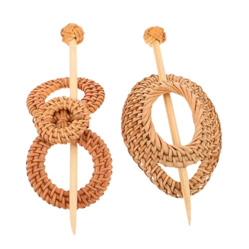 LIFKOME 2 Stück Handgewebte Haarnadel Handgefertigte Haarnadeln Gestrickte Haarnadel Gewebte Haarstäbe Chignon Dutt Halter Boho Haarschmuck von LIFKOME