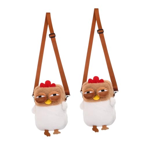LIFKOME 2 Stück Kawaii Plüsch Huhn Umhängetasche Leichte Crossbody Tasche für Damen Mädchen Niedliche Kuscheltier Geldbörse mit Geräumigem Innenfach für Reisen Shopping Partys von LIFKOME