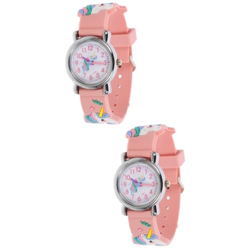 LIFKOME 2stücke Dekorative Silikon Kinderuhr Mit Einhorn- Leichte Und Einstellbare Armbanduhr Für Schüler Süßes Cartoon-Design Lernuhr Für Mädchen Und Jungen Für Täglichen von LIFKOME