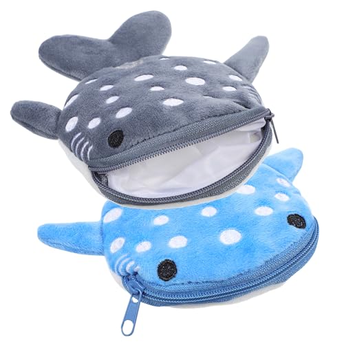 LIFKOME 2stücke Shark Purse Weicher Plüsch-münzbeutel Mit Reißverschluss Für Kleine Geldbörse Für Jungen Und Mädchen Organisierter Schlüssel Und Schmuckhalter von LIFKOME
