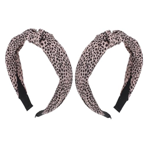 LIFKOME 2 Stück Leopardenmuster Stirnband Damen Elastisches Geknotetes Haarband mit Breitem Band für Hohen Haaransatz Modischer Haarschmuck für Mädchen Yoga Freizeit Alltag von LIFKOME
