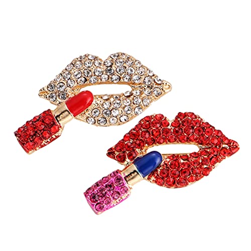 LIFKOME 2 Stück Lippen Brosche Strass Broschen Damen Kleidung Pin Schal Pin Schal Brosche Pin Kleidung Ornament Anzug Revers Pin Metall Revers Pin Kleidung Revers Pin Kleidung Abzeichen von LIFKOME