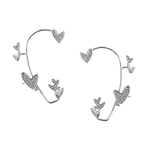 LIFKOME 2 Stück Luxuriöse Ohrclips mit Funkelnden Strass Modischer Ohrschmuck Ohrlöcher Verstellbare Ohrmanschetten für Damen Silberfarbene Ohrhaken als von LIFKOME