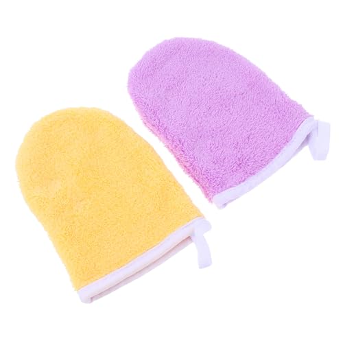 LIFKOME 2 Stück Make Up Entferner Handschuhe aus Superfinen Fasern Sanfte Gesichtsreinigung Wiederverwendbar Hautfreundlich Geeignet für Hauttypen Praktische Aufhängung Farbig Assortiert von LIFKOME