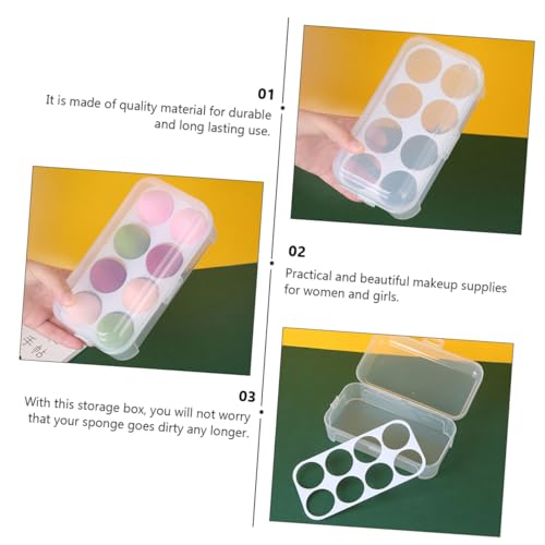 LIFKOME 2 Stück Make up Schwamm Aufbewahrungsbox mit Deckel Staubdichter Kosmetikbehälter mit Großer Kapazität Fächer Beauty Sponge Organizer Hygienische Make up Puderquaste Lagerung Weiß von LIFKOME