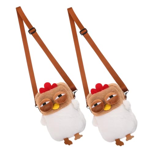 LIFKOME 2 Stück Niedliche Huhn Umhängetasche Plüsch Crossbody Bag Leicht Fuzzy Cartoon Schultertasche für Damen Mädchen Alltag Reisen Party von LIFKOME