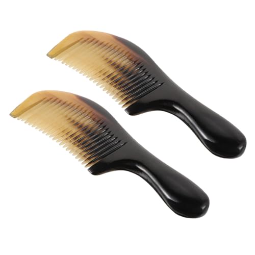LIFKOME 2 Stück Ox Horn Kamm Natürlicher Haarkamm mit Massagefunktion Langlebig Handlich für Dickes Welliges Haar Praktische Frisierhilfe für Damen und Herren für Reisen von LIFKOME