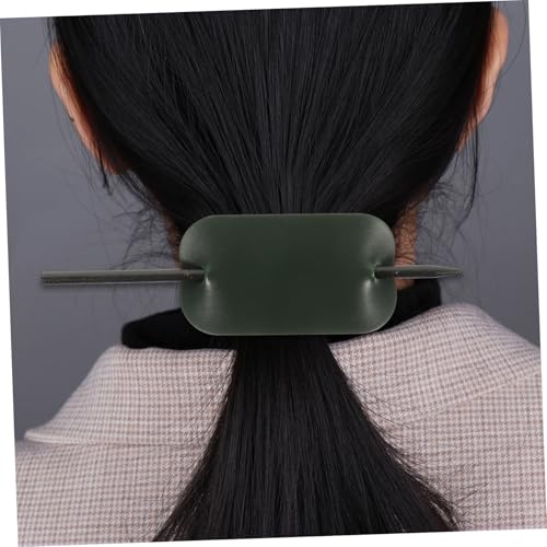 LIFKOME 2 Stück PU Leder Haarklammer mit Stab Bun Cuff für Hohen Haarknoten Eleganter Haar accessoire für Damen Leicht Kompakt Vielseitig für Alltag Party und Date Grün Weinrot von LIFKOME