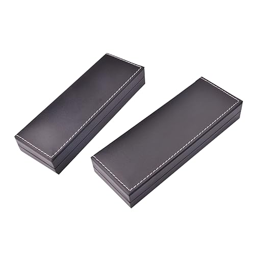 LIFKOME 2 Stück PU Leder Stiftebox Tragbare Schreibwarenbox für Büro und Schwarz von LIFKOME