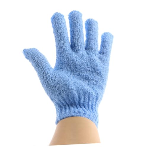 LIFKOME 2 Stück Peeling badehandschuhe Blaue Nylon duschhandschuhe Dehnbar und Maschinenwaschbar für Körperpeeling bei Damen Herren und Kindern mit Praktischem Aufhängeband Schnell von LIFKOME