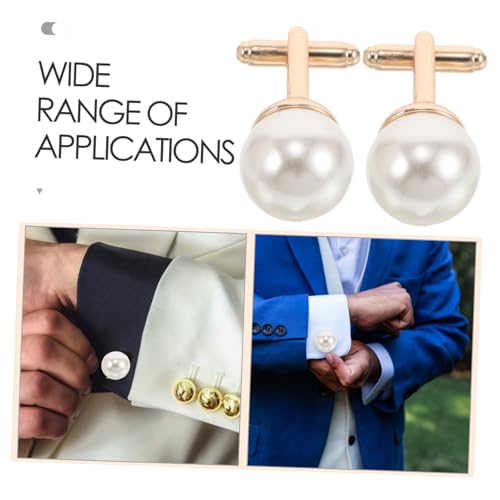 LIFKOME 2 Stück Perlen Manschettenknöpfe Herren Französische Hemdknöpfe für Business Hochzeiten und Formelle Anlässe Elegante Manschettenknöpfe mit Schmuckdetail Langlebig und Vielseitig von LIFKOME