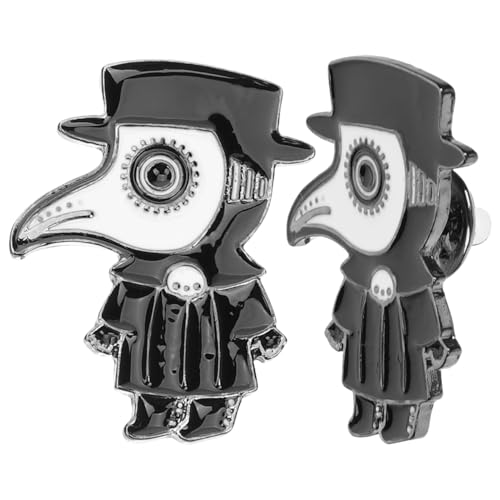 LIFKOME 2 StüCk Schwarze Arzt Brosche Emaille Pins, Gothic Schmuck FüR Kleidung, Schals, HüTe, Geschenkideen FüR Halloween, Weihnachten Und Mehr von LIFKOME