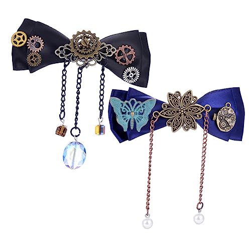 LIFKOME 2 Stück Punk Haarnadel Steampunk Zubehör Schleife Haarspange Hochzeit Haarspangen Haarschleifen Für Damen Gothic Haarspangen Punk Accessoires Für Damen Gothic Accessoires von LIFKOME