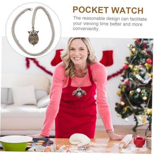 LIFKOME 2 Stück Retro Eulen taschenuhr Quarzwerk Kreative Uhr im Vintage Stil Leichte Metalluhr für Damen und Herren Langlebige Kette Modisches Accessoire von LIFKOME