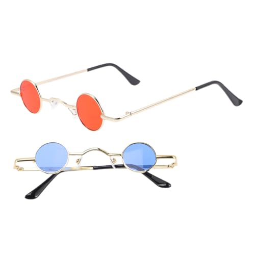 LIFKOME 2 Stück Retro Punk Sonnenbrille Rundem Metallrahmen UV schutz Auffälliges Design für Damen Herren Party Reise Alltag Gothic Circle Novelty Metal Prop Eyewear LIFKOME 2 Stück Retro Punk Sonnenbrille Rundem Metallrahmen UV schutz Auffälliges Design für Damen Herren Party Reise Alltag Gothic Circle Novelty Metal Prop Eyewear von LIFKOME