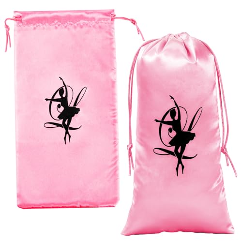 LIFKOME 2 Stück Satin Ballettschuh Beutel Kordelzug Tasche für Spitzenschuhe Leicht Langlebig Waschbar Praktischer Tanzschuh Organizer für Damen Mädchen Reise und Alltag von LIFKOME