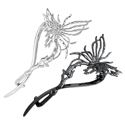LIFKOME 2 Stück Schmetterlings haarklammer Langlebiger Haarklammer halter für Dutt und Pferdeschwanz Stilvolles Haaraccessoire für Damen in Silber und Schwarz Einzigartiges Design für von LIFKOME