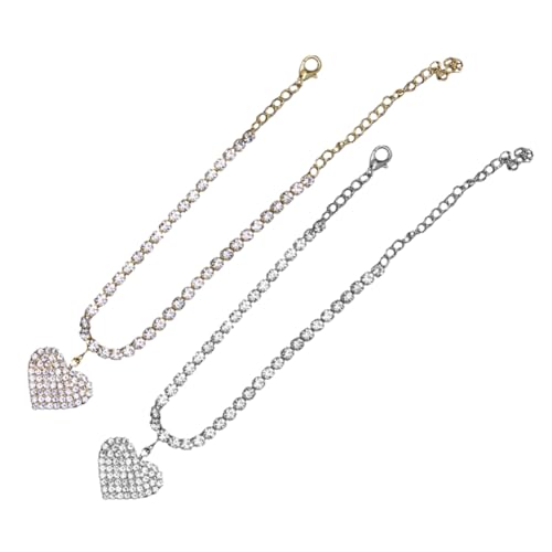 LIFKOME 2 Stück Strass Fußkettchen Damen Herz Anhänger Funkelnde Knöchelketten Schmuck für Strand Party Hochzeit Alltag Fußkette Mädchen Boho Stil in Gold Silber von LIFKOME