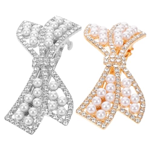 LIFKOME 2 Stück Strass Haarklammern mit Perlen Eleganter Schmuck Haarclip für Damen Retro Funkelnde Haarspangen Sicherer Halt Leicht und Bequem für Hochzeit und Alltag von LIFKOME