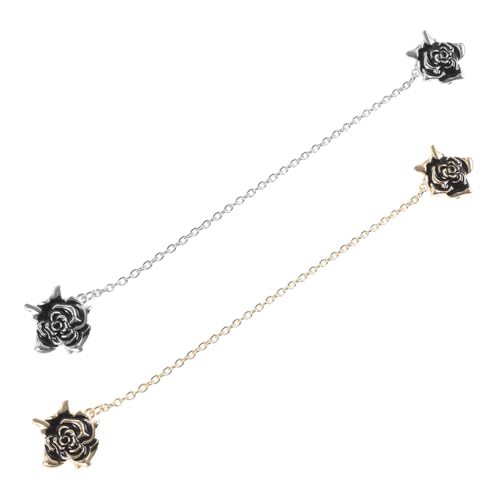 LIFKOME 2 Stück Strickjacken Clips mit Eleganter Rosenbrosche Vielseitige Cardigan Clips für Damen Modische Pullover Verschluss accessoires in Silber und Gold von LIFKOME