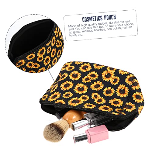 LIFKOME 2 Stück Teiliges Damen Kosmetiktasche mit Sonnenblumen Motiv Kompakt und Leicht Multifunktionaler Reise Organizer für Make up und Pinsel für Unterwegs Geschenk von LIFKOME