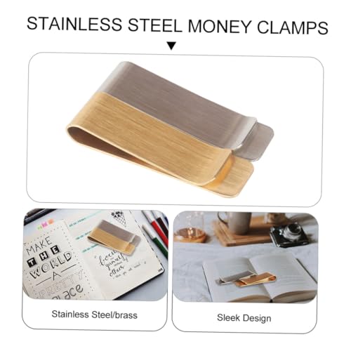 LIFKOME 2 Stück Teiliges Geldclips aus Messing und Edelstahl Robuster Geldscheinklammerhalter für Bargeld und Karten Kompakter Metall Kartenhalter für Herren und Damen Praktisches von LIFKOME