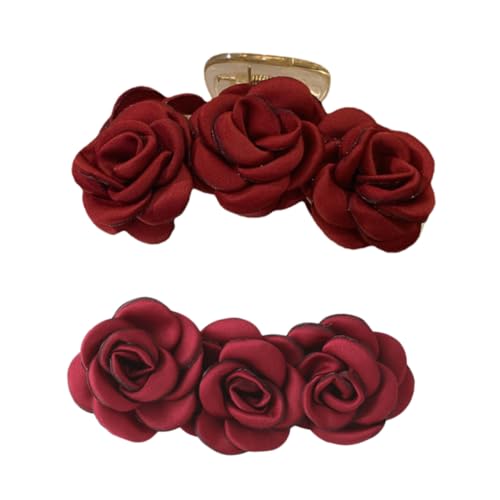 LIFKOME 2 Stück Teiliges Haarklammern Camellia Haarspangen mit Starker Fixierung Rutschfeste Haar jaw clips für Damen Robustes Material für Alltag Bad und Schnelle Frisuren von LIFKOME