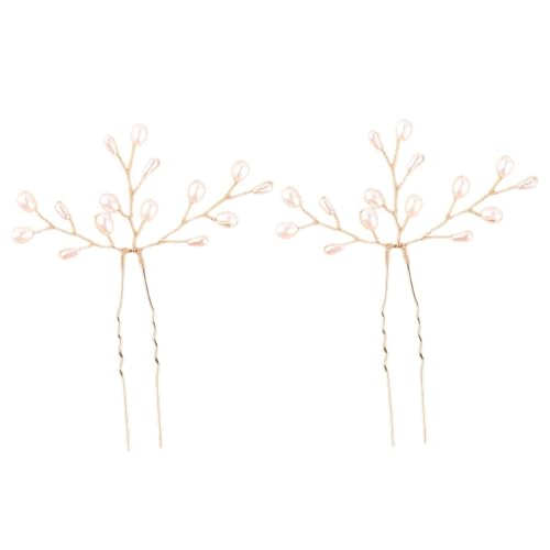 LIFKOME 2 Stück Teiliges Handgefertigte Perlen Haarnadeln Goldfarbene Stilvolle Haarstäbe Brautschmuck Hochzeit Haarschmuck Damen und Mädchen Accessoire von LIFKOME