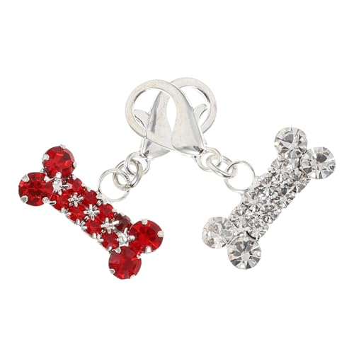 LIFKOME 2 Stück Teiliges Hunde Halsband Anhänger mit Funkelnden Kristallen Knochenform Langlebig Rostfrei Vielseitig als Haustier oder Schlüsselanhänger Stilvolle Dekoration für von LIFKOME