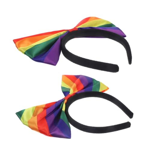 LIFKOME 2stücke Regenbogen Stirnband Mit Schleife Haarband Für Damen Mädchen Bequeme Kopfbedeckung Mit Gemusterten Streifen Leicht Und Tragbar Für Alltag Und Party von LIFKOME
