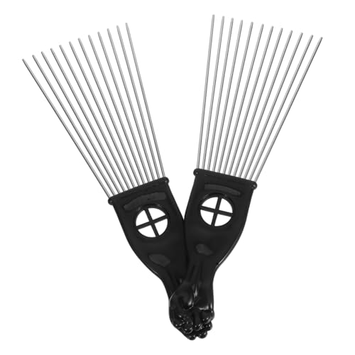 LIFKOME 2 Stück Teiliges Set Haarkamm mit Stahlstiften Breitzahnig Fächerförmig Plastikgriff Entwirrt Langes Dickes Haar Sanft zur Kopfhaut für Herren Salon und Friseurgebrauch von LIFKOME