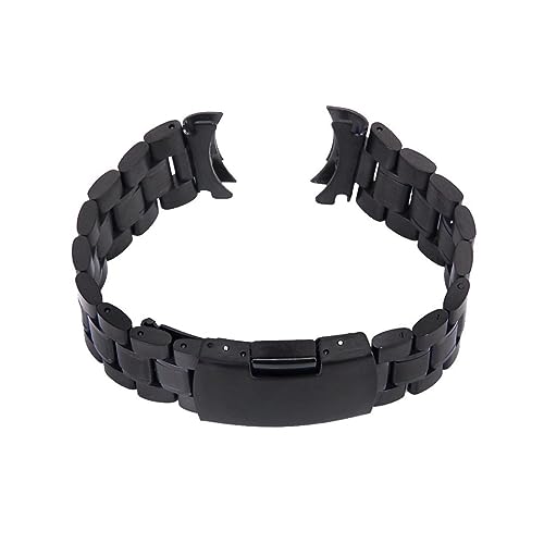 LIFKOME 2 Stück Uhrarmband mit Gebogenem Ende Glieder Langlebiges Ersatzarmband Herren Damen Federstegen Schwarzes Robustes Uhrenarmband mit Faltschließe von LIFKOME
