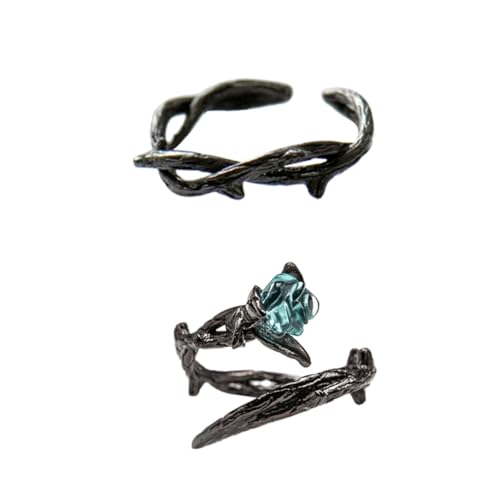 LIFKOME 2 Stück Verstellbare mit Dornen rosen motiv Kreativer Offener Fingerring Langlebiger Modischer Schmuck Damen und Herren von LIFKOME