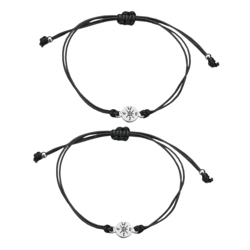 LIFKOME 2 Stück Verstellbares Handgewebtes Freundschaftsarmband aus Wachsband Leichtes Langlebiges Makramee für Damen und Herren Modisches Vintage Handgelenksband mit Retro Kartenset von LIFKOME