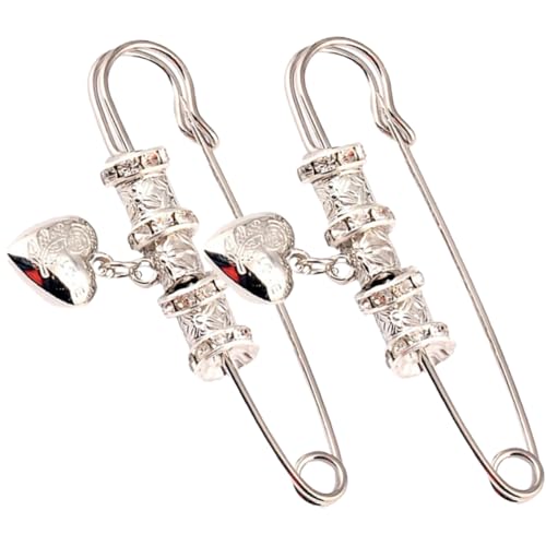 LIFKOME 2 Stück Vintage Brosche Herzförmige Anstecknadeln für Cardigan und Schal Retro Sicherheitsnadeln Strickjacken Verschlüsse für Damen und Mädchen von LIFKOME