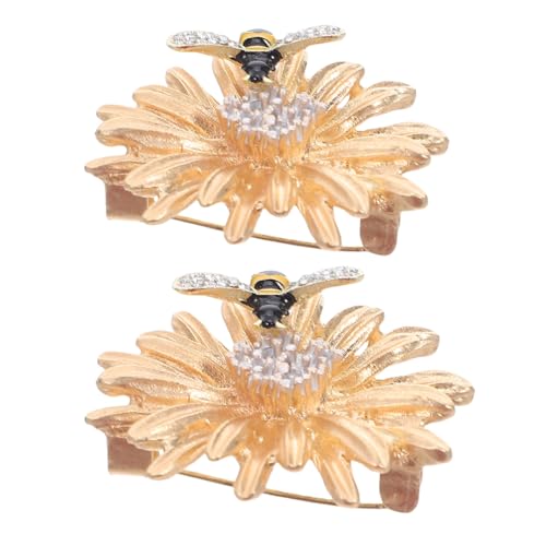 LIFKOME 2 Stück Vintage Daisy Blütenbroschen mit Bienen-motiv Funkelnde Metall-anstecknadeln mit Strass Vielseitige Sicherheitsnadeln für Damen Kleidung Schal Anzug-accessoires von LIFKOME