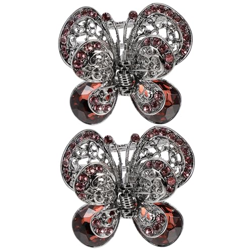 LIFKOME 2 Stück Vintage Haarklammern mit Strasssteinen Schmetterlings haarspangen aus Robustem Material Modischer Haarschmuck für Damen Elegante Krallenclips für Formelle und Freizeit von LIFKOME