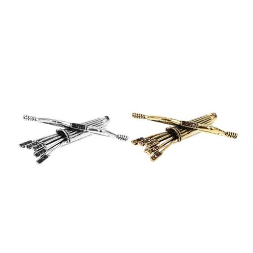 LIFKOME 2 Stück Vintage Herren Brosche Metall Anstecknadel Design Antik Look für Anzug Revers und Sakko Modisches Accessoire in Silber und Gold von LIFKOME