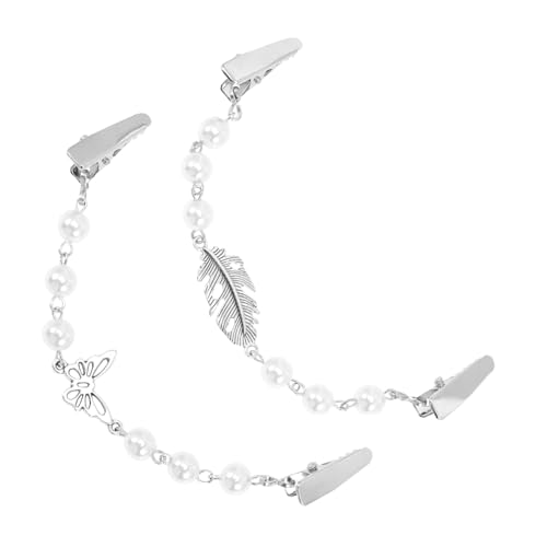 LIFKOME 2 Stück Vintage Sweater Shawl Clips Cardigan Verschlüsse mit Perlenkette Robuste und Abs Materialien Vielseitig für Pullover Kleider Schals und Krägen Sicherer Halt für Damen von LIFKOME