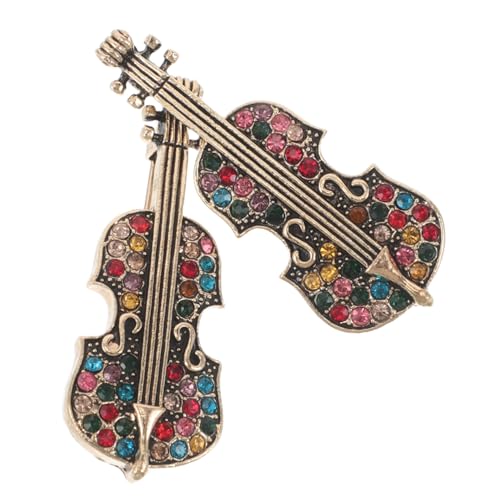 LIFKOME 2 Stück Vintage Violin Broschen mit Funkelnden Strasssteinen Stilvolle Anstecknadeln für Strickjacken Schals Kleider Vielseitiger Modeschmuck für Musikliebhaber und Stilbewusste von LIFKOME