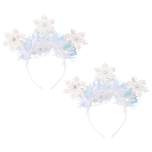 LIFKOME 2 Stück Weiße Schneeflocken Haarbänder Glitzernde Weihnachtsdeko Stirnbänder für Frauen und Mädchen Leichtes Bequemes Xmas Haarband Festliche Kopfbedeckung für Party und von LIFKOME