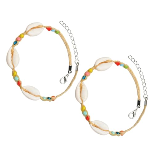 LIFKOME 2 Stücke Böhmenperlen Anklet Shell Knöchelkette Gestrickte Armband Modeschmuck von LIFKOME