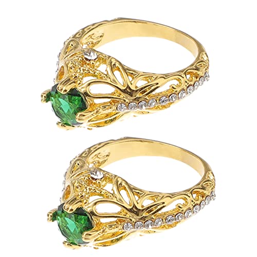 LIFKOME 2 Stück Smaragd-zirkon-ringe Damen Fingerringe Schmuck Verlobungsringe Für Frauen von LIFKOME